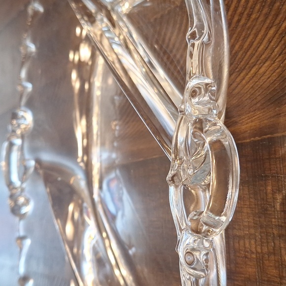 VINTAGE CRYSTAL FOSTORIA CENTURY 3 PART DIVIDED OLIVE/APP DISH 11”x7”x2” - Picture 2 of 6